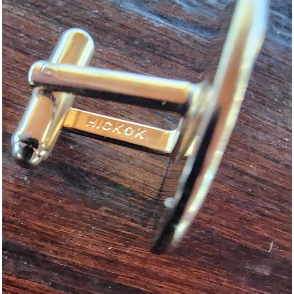 Vintage Cuff Links Hickok Gold Tone Black Scroll. - Picture 6 of 6